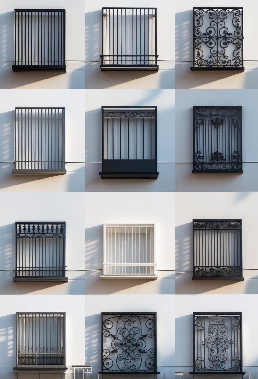 16 Unique Balcony Grill Designs You’ve Never Seen Before! 2 Sixteen different balcony grills displayed in a grid, each with unique designs and materials.