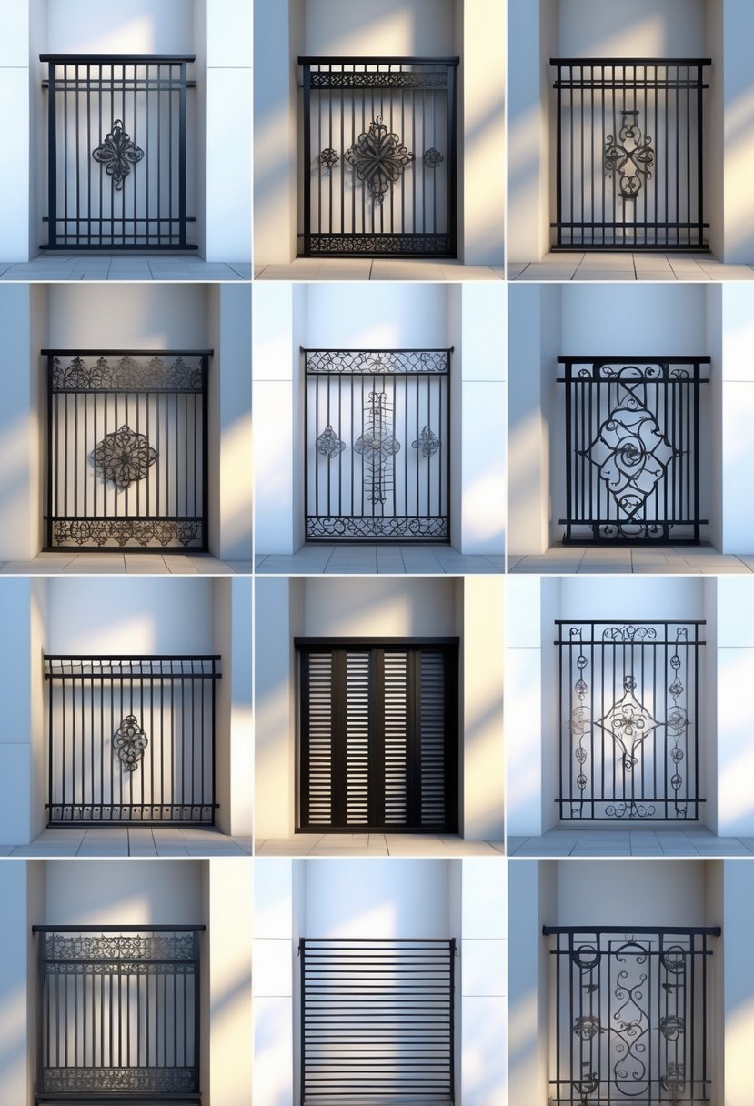 16 Unique Balcony Grill Designs You’ve Never Seen Before! 19 Sixteen different balcony grill designs displayed on balcony railings and panels in an outdoor setting.