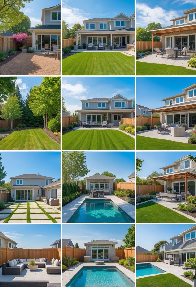 Stunning Backyard Transformations: Before & After That Inspire Creative Outdoor Makeovers 14 A series of ten side-by-side before and after photos showing backyard transformations with improved lawns, patios, gardens, decks, and pools.