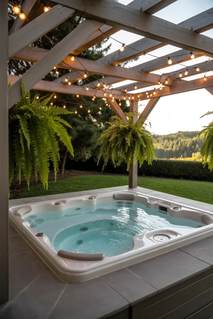 Pergola-Covered Jacuzzi for Shade and Style