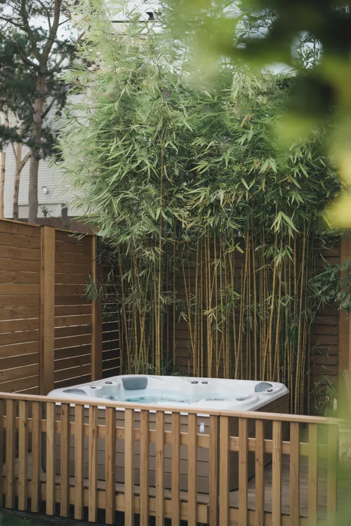 Privacy Fence with Bamboo Screening