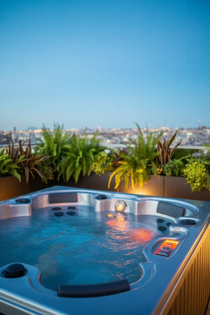 Rooftop Jacuzzi with Cityscape Views