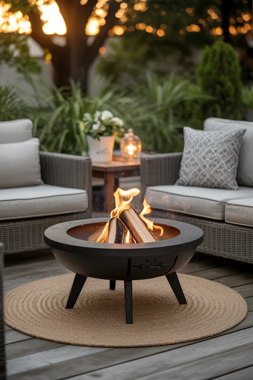 13 Small Apartment Patio Ideas On a Budget for Stylish and Functional Outdoor Spaces 12 Place a compact fire pit for warmth and atmosphere