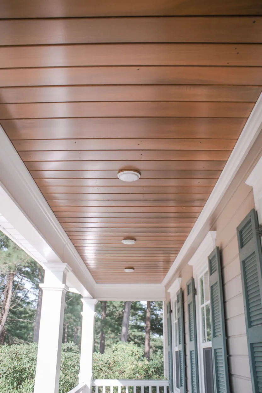 13 Porch Ceiling Ideas That Turn Ordinary Homes Into Showstoppers! 4 Shiplap Wood Boards