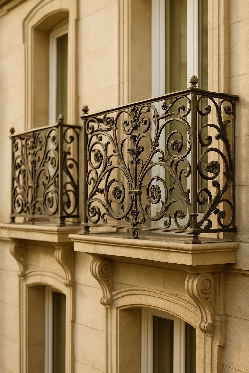 Vintage-inspired scrollwork metal railings