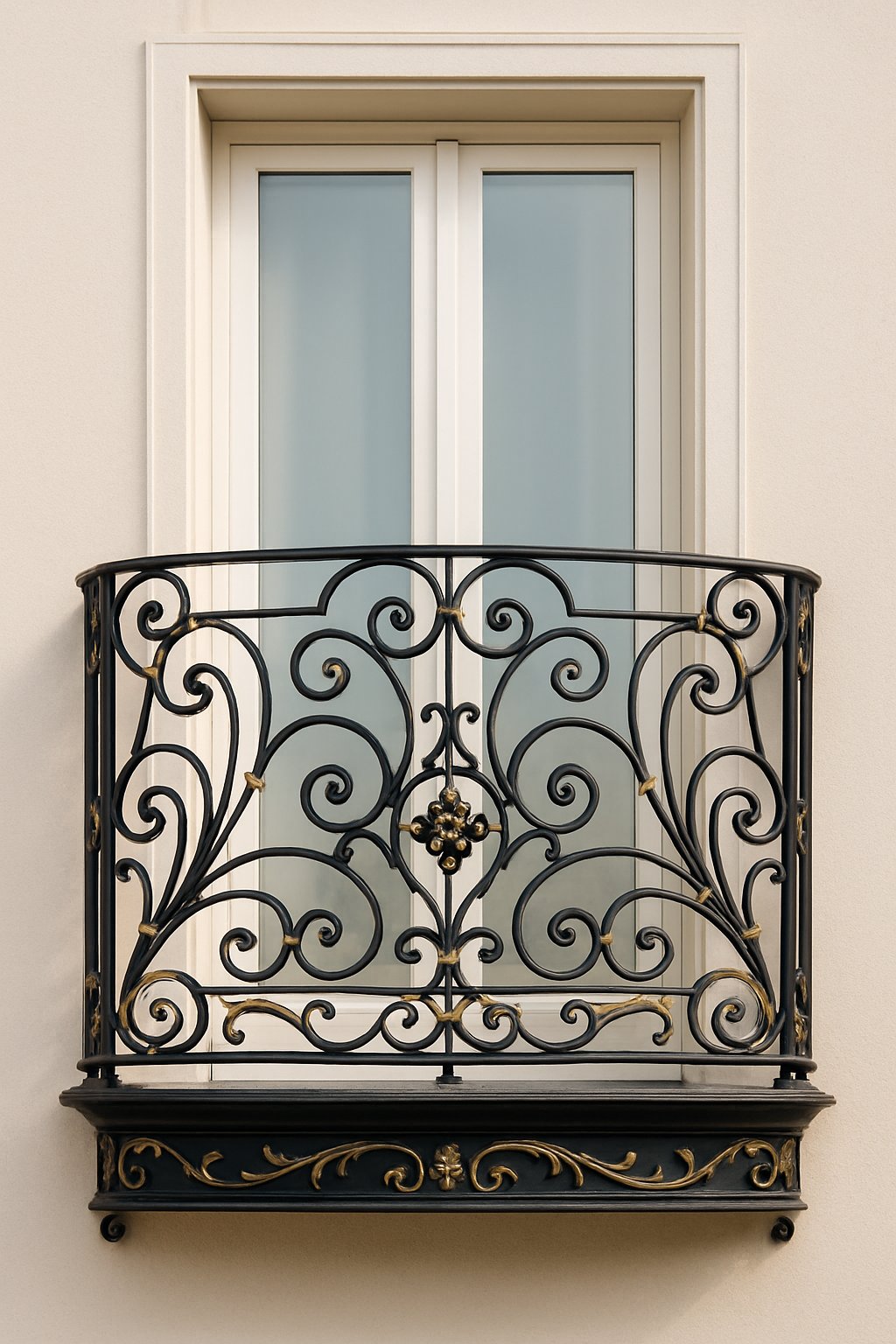 French-style wrought iron with gold accents