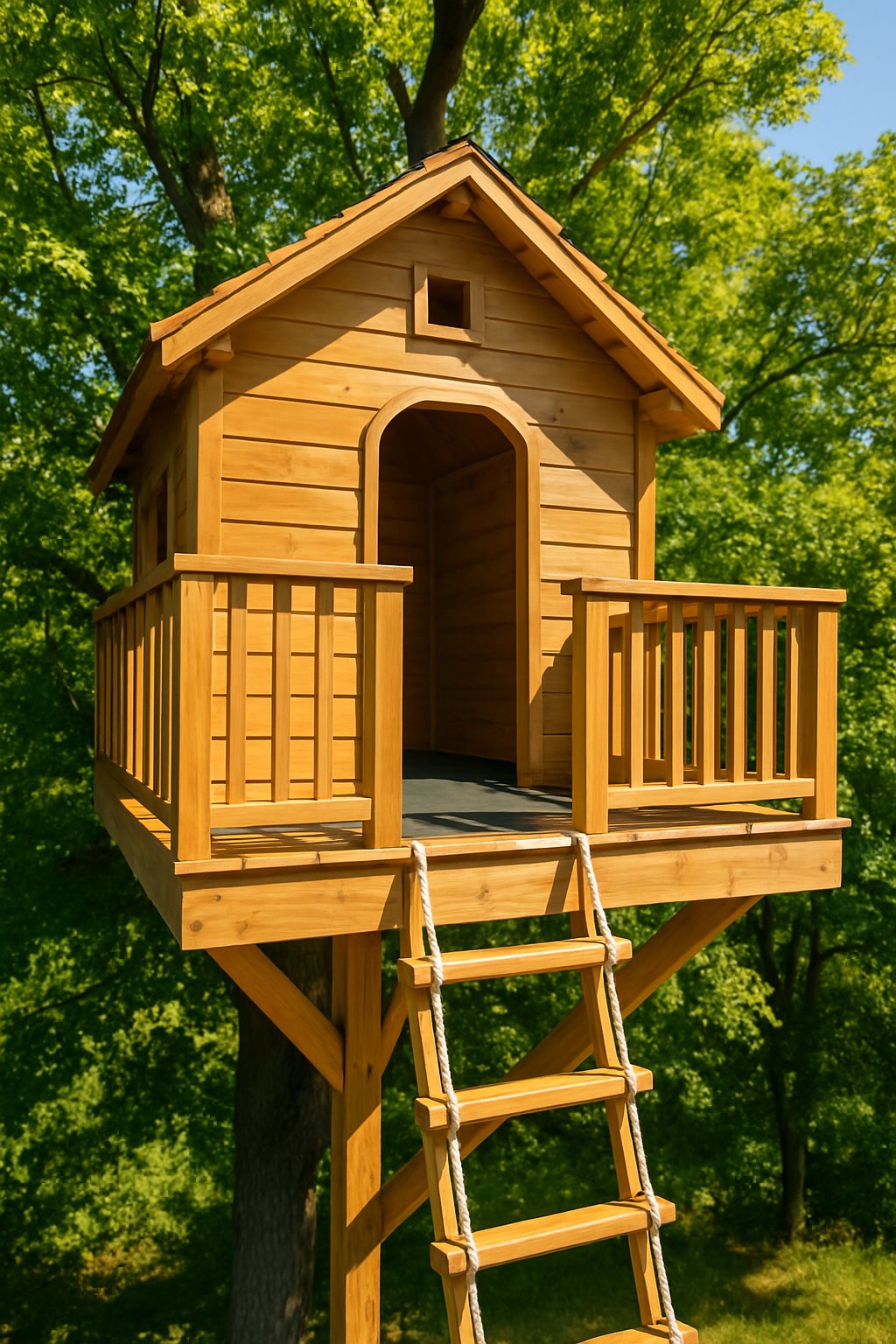 Build a DIY treehouse with safety railings
