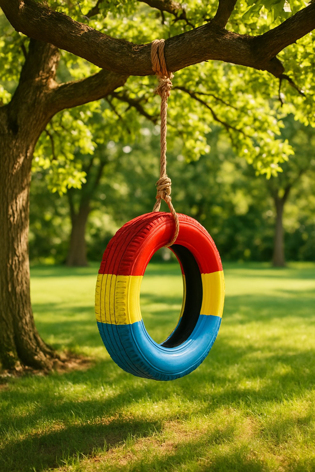 Add a tire swing from a sturdy tree branch
