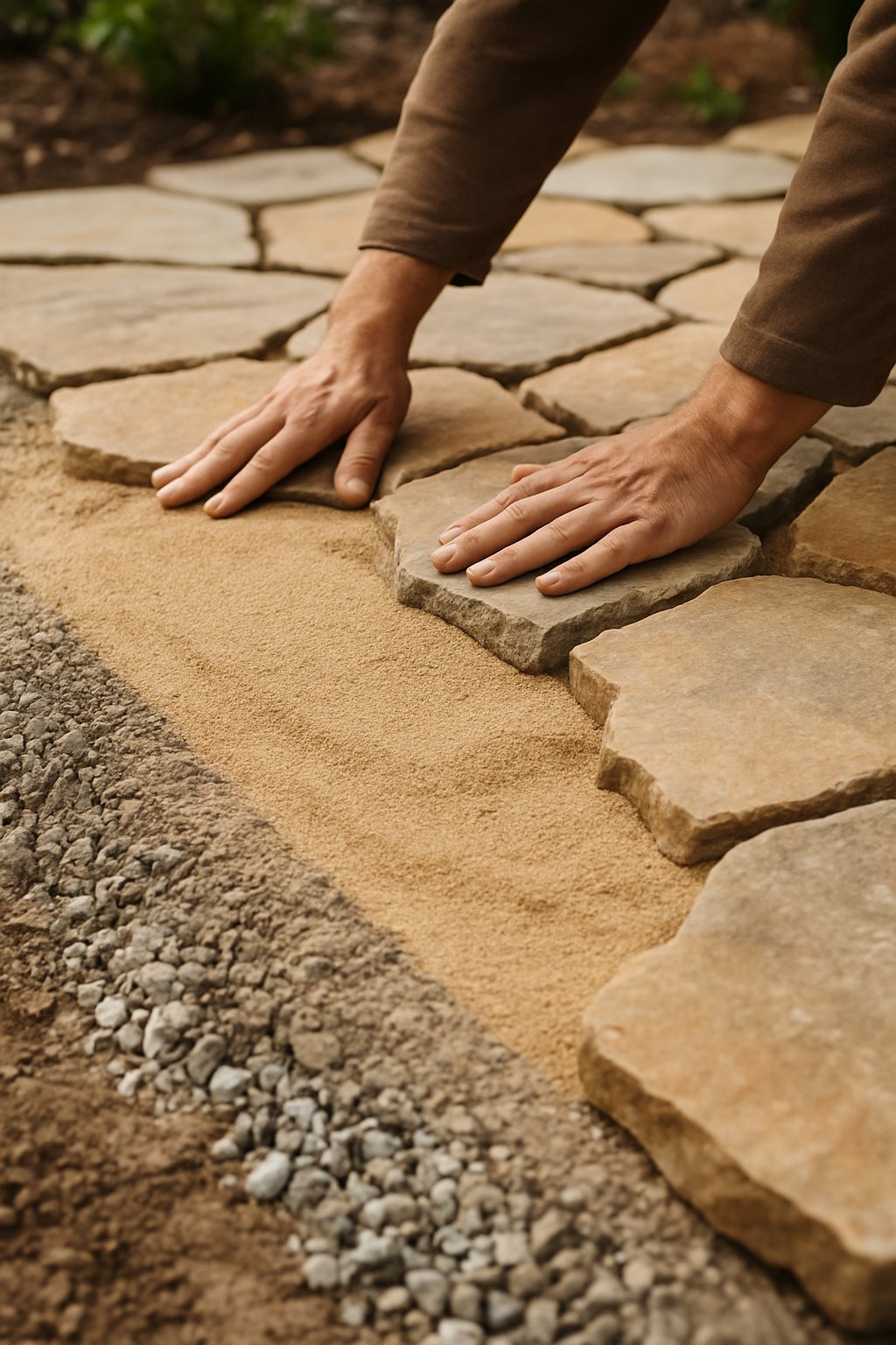 20 Flagstone Patio Ideas for Durable and Stylish Outdoor Spaces 13 Lay flagstone with sand for a dry-set patio