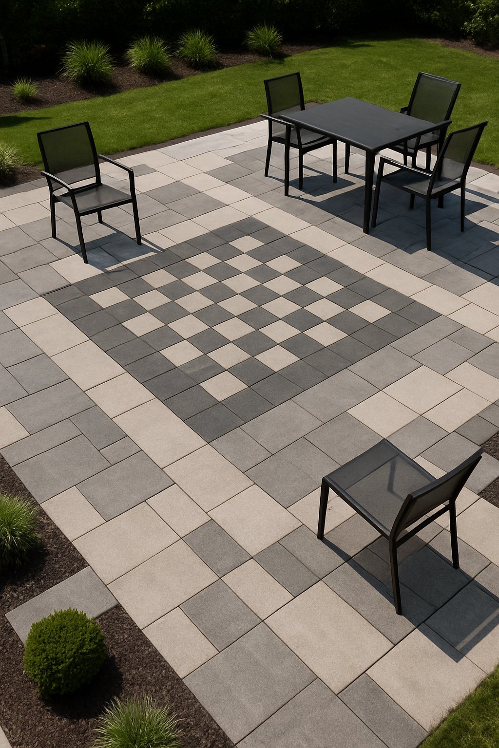 Geometric Patterned Stone Patio