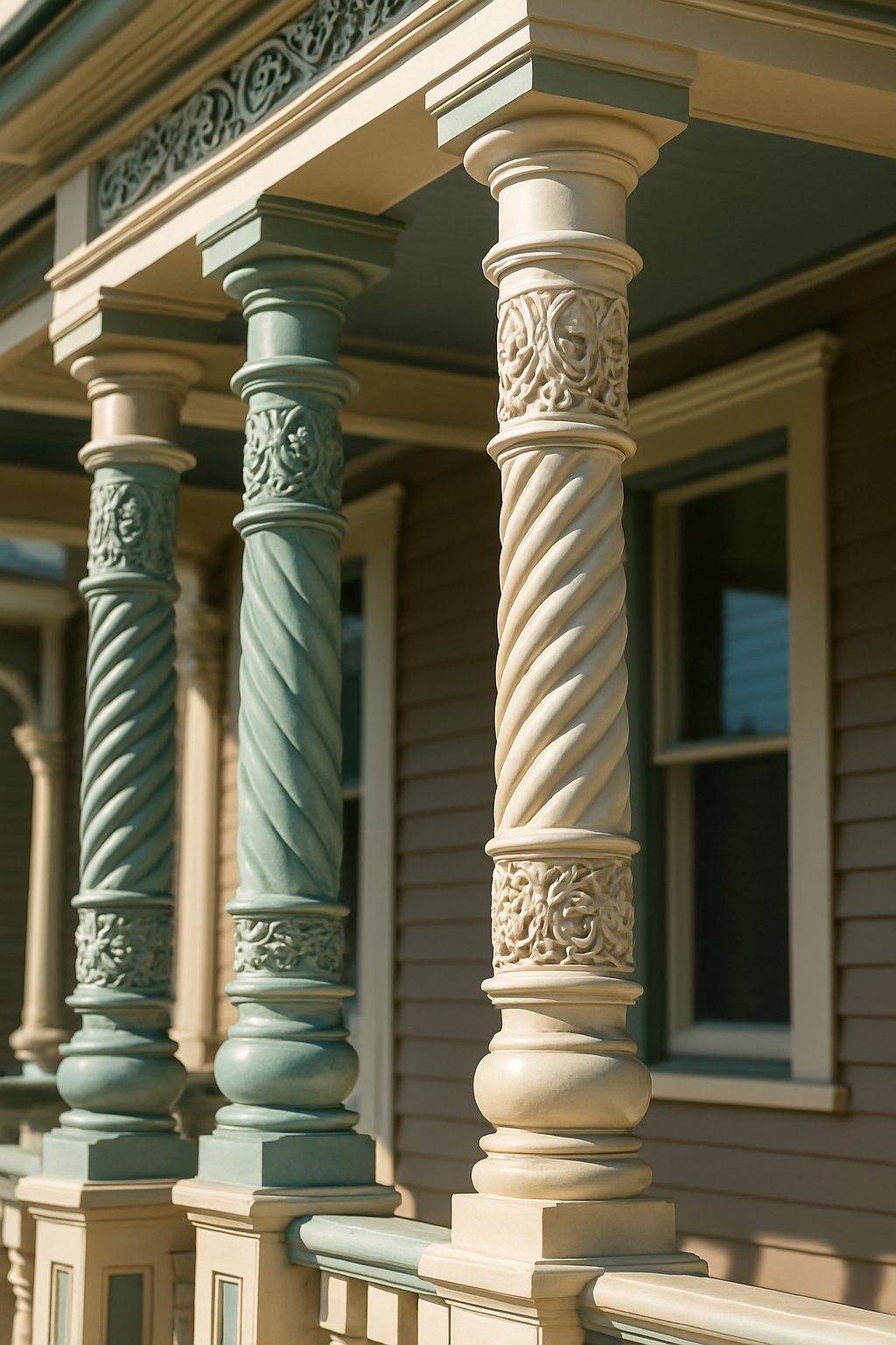 Turned wood columns