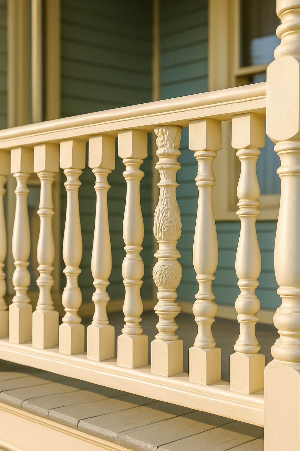 Decorative spindle balusters on railings